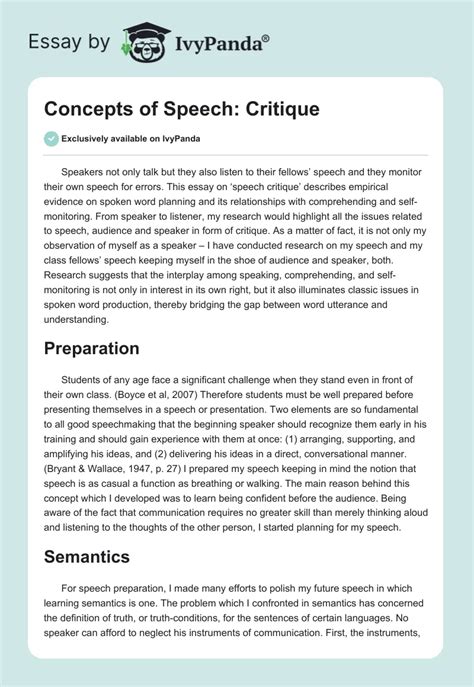speech critique paper example PDF
