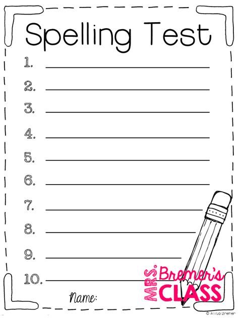 spelling test paper 10 words Epub