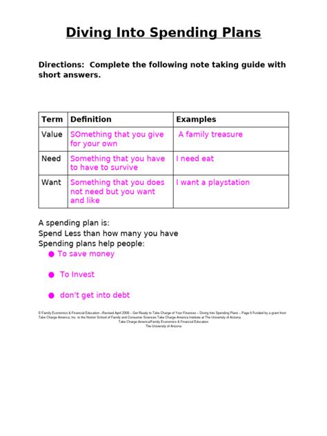 spending plans note taking guide answer key Epub