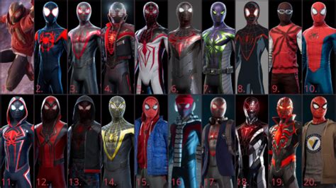 spiderman miles morales all suits