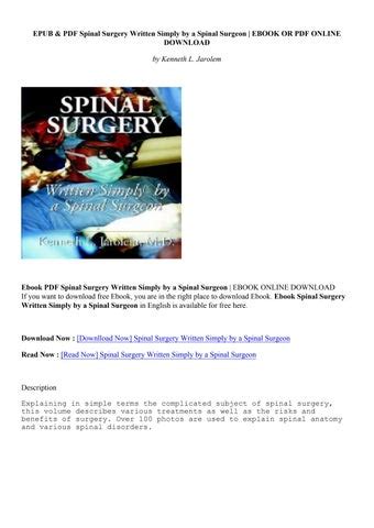 spinal surgery written simply by a spinal surgeon PDF