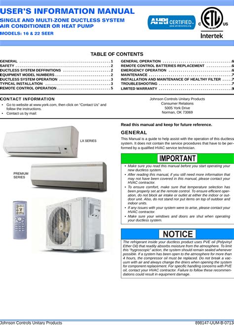 split air conditioner manual PDF