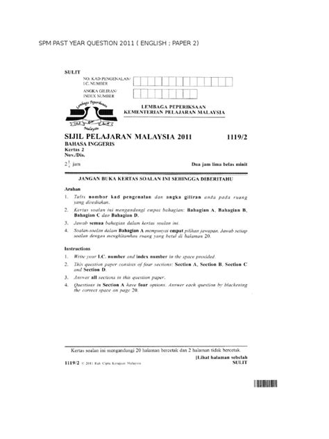 spm 2011 english paper Epub