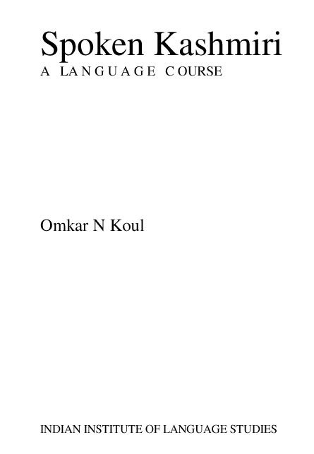 spoken kashmiri language course ebook Epub