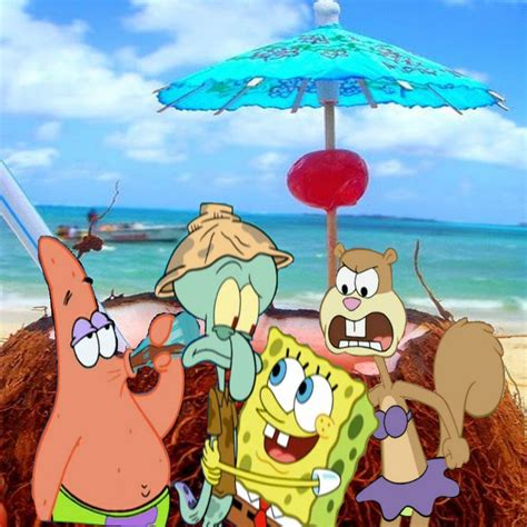 spongebob at beach