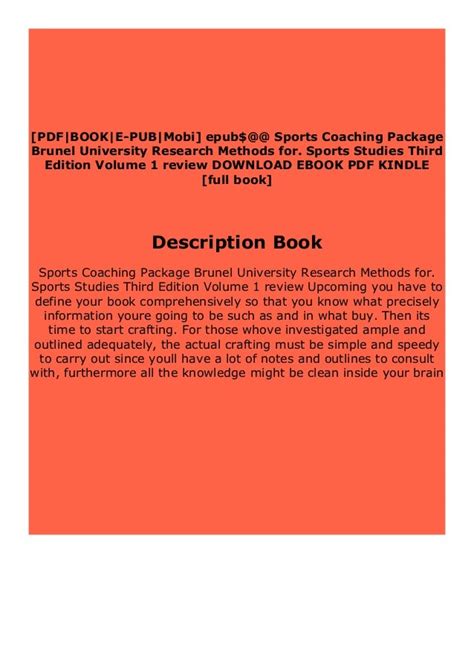 sports coaching package brunel university research methods for sports studies third edition Kindle Editon