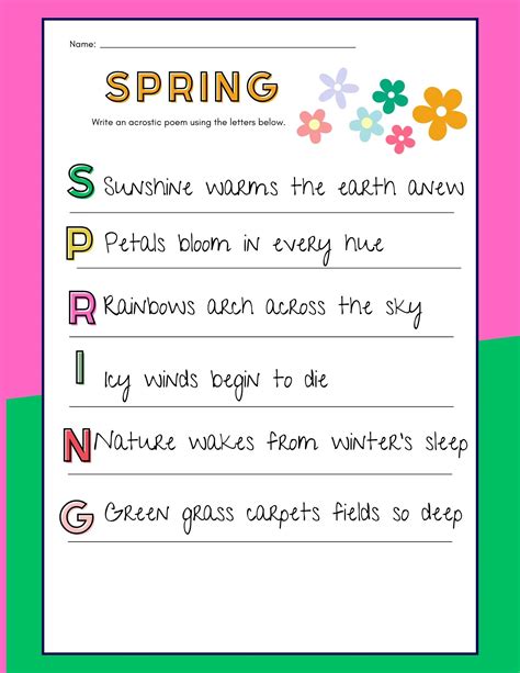 spring acrostic poem paper Doc