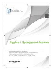 springboard algebra 1 embedded assessment 3 answers Ebook Kindle Editon