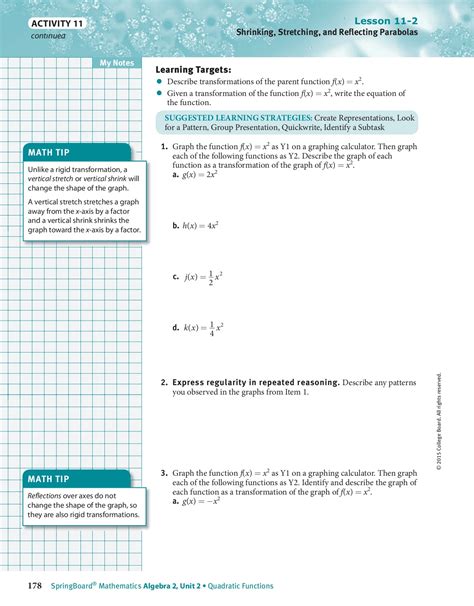 springboard algebra 2 answers unit 4 Doc