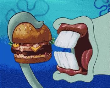 squidward biting krabby patty