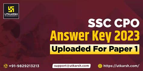 ssc cpo answer key download PDF