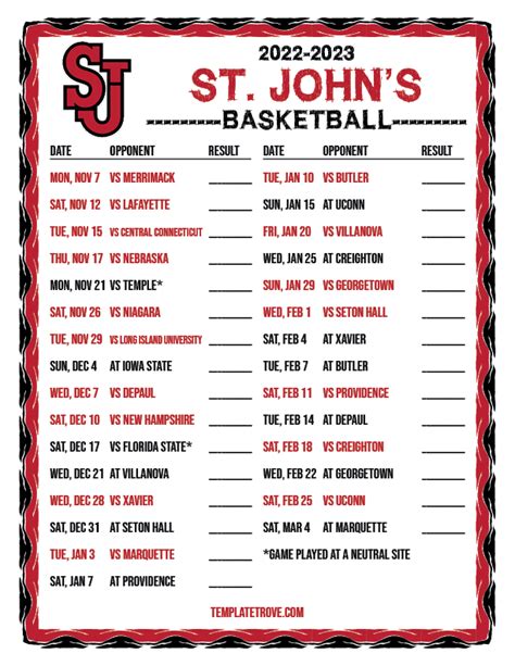 st john's university schedule