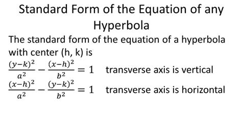 standard form hyperbola calculator