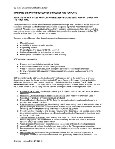 standard operating guidelines template Epub
