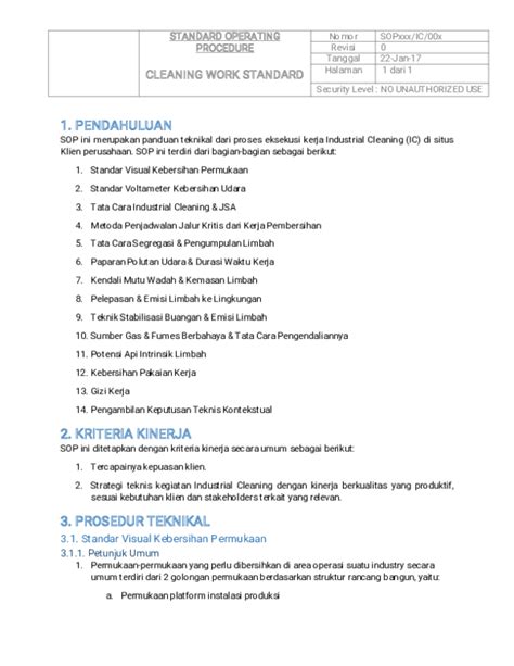 standard operating procedure cleaning service Reader