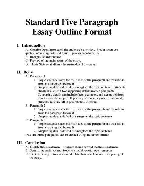 standard outline format for essays PDF