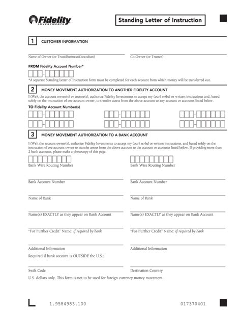 standing letter of instruction fidelity investments Epub