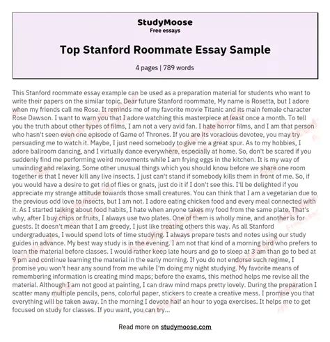 stanford letter to roommate essay Epub