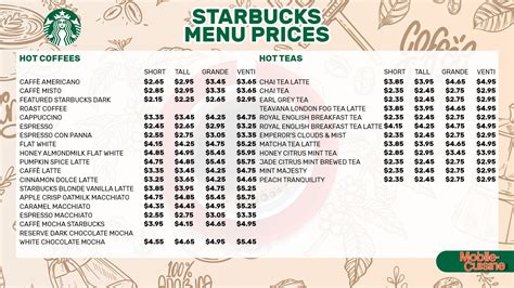 starbucks coffee latte price