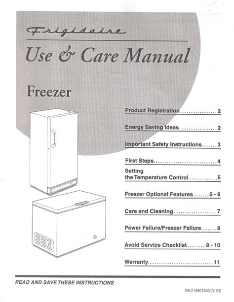 starrett freezer owners manual PDF