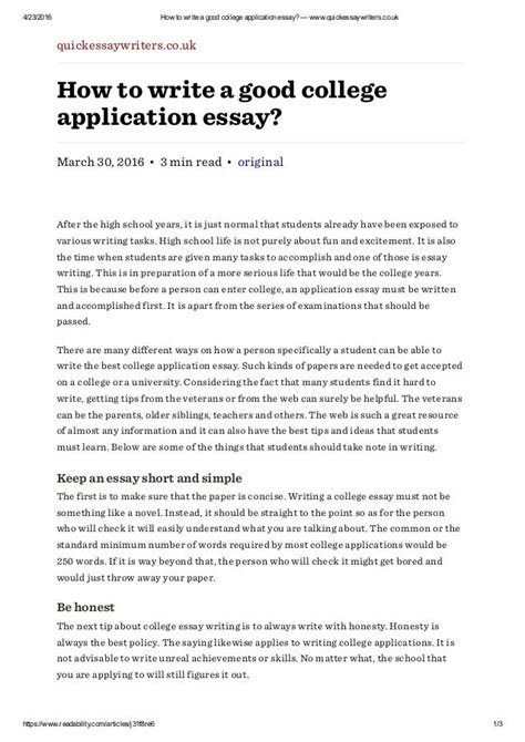 start a college essay Reader