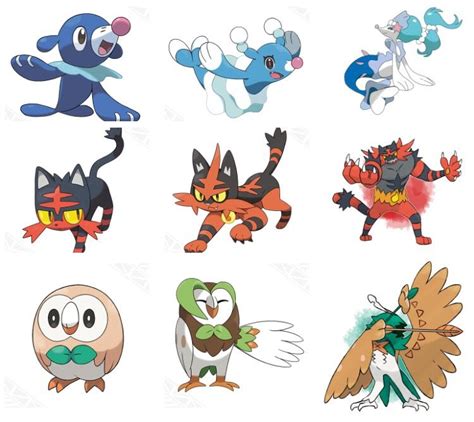 starters in pokemon moon