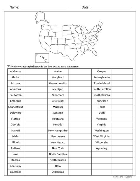 State Capital Quiz Printable