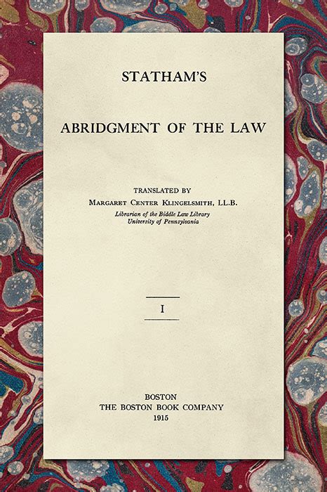 statham s abridgement of the law statham s abridgement of the law Epub