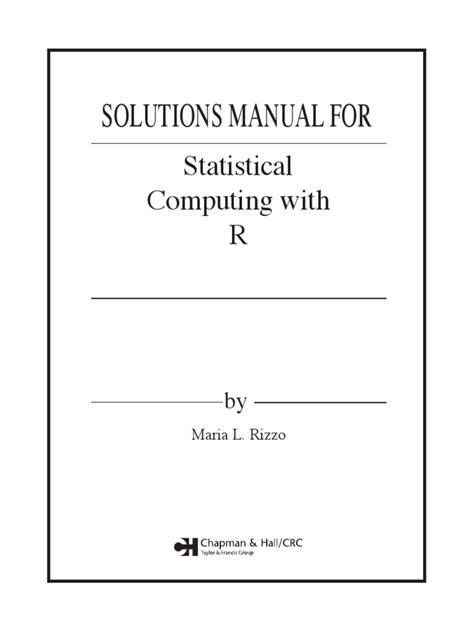 statistical computing with r solutions manual pdf Doc