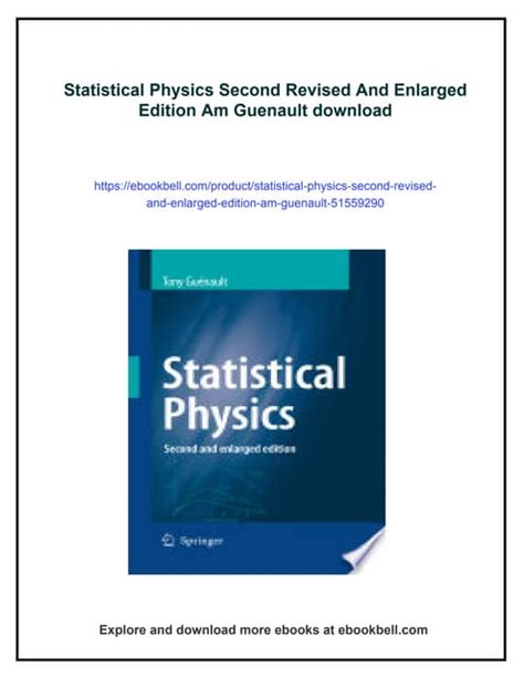 statistical physics second revised and enlarged edition Reader