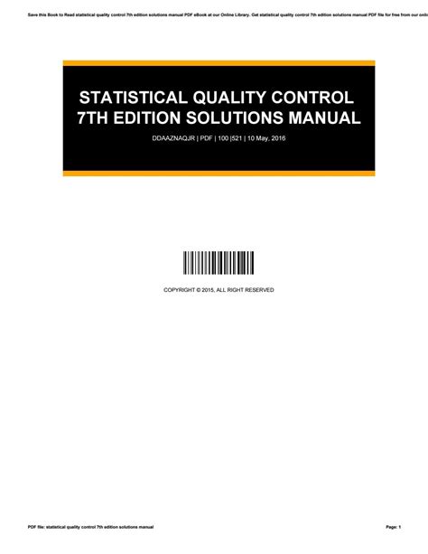 statistical quality control solution manual seventh edition PDF