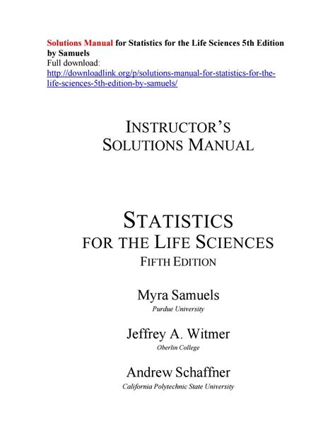 statistics for the life sciences solutions manual pdf PDF