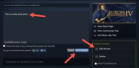 steam not giving option to leave a review