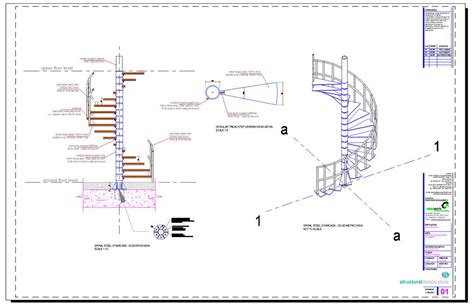 steel spiral staircase structural detail drawing PDF