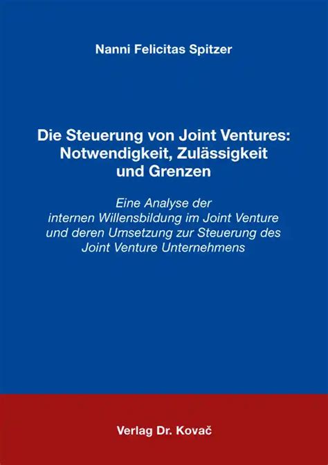 steuerung joint ventures notwendigkeit willensbildung Reader