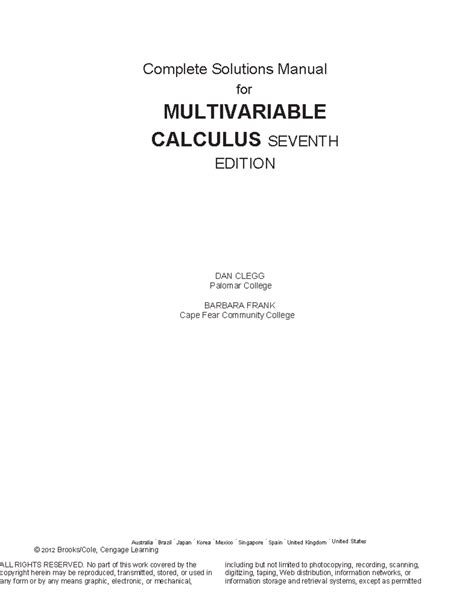 stewart multivariable calculus 7e instructor solutions manual Epub