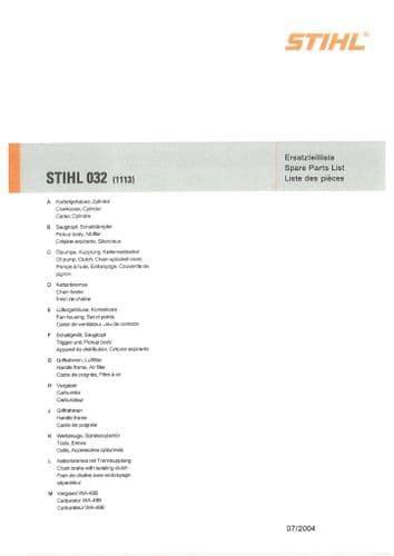 stihl parts manual 032 chainsaw PDF