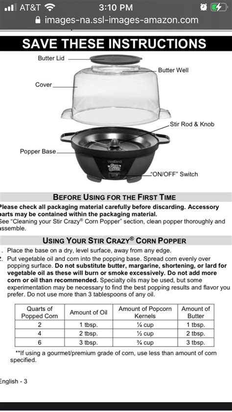 stir crazy popcorn maker instructions PDF