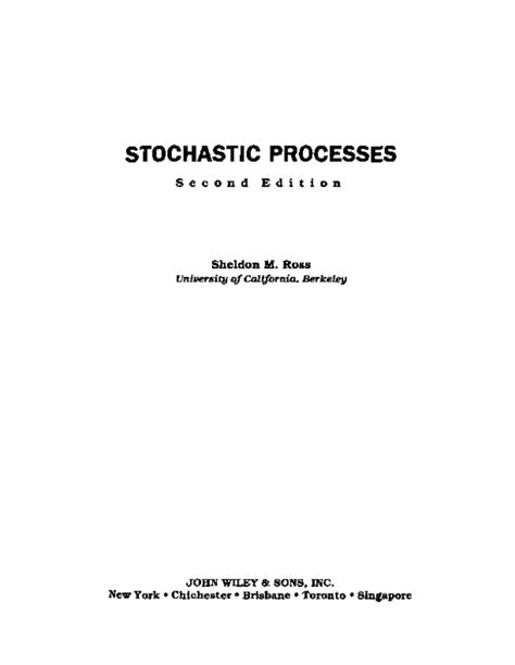 stochastic processes ross solution manual pdf Epub