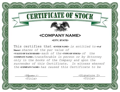 stock certificate template PDF