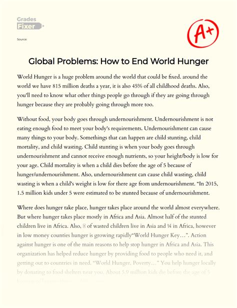 stop world hunger essay PDF