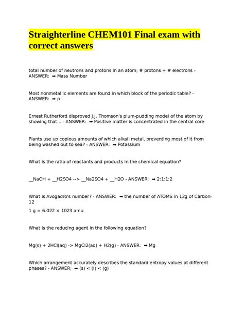 straighterline general chemistry final exam answers Reader