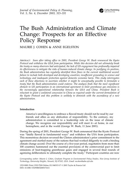 strategic options for bush administration climate policy Reader