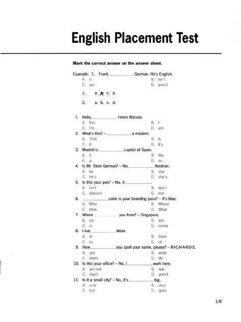 strayer university english placement test PDF