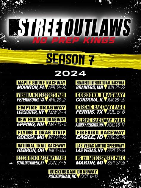 street outlaws no prep kings 2024 schedule