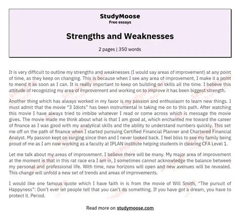 strenghts and weaknesses essays Kindle Editon