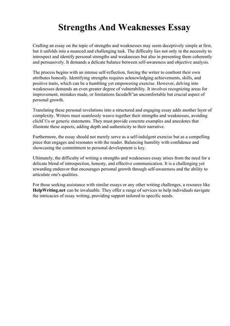 strengths and weaknesses essay Epub