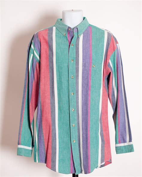 stripe button down shirt men