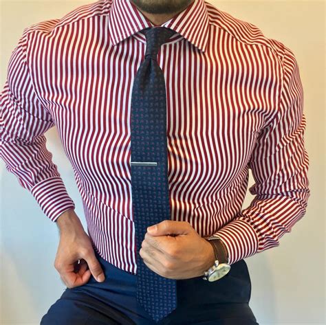 striped shirt and tie