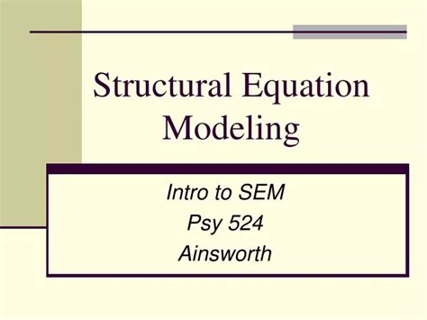 structural equation modeling structural equation modeling PDF